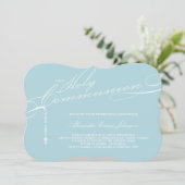 モダンな数珠の宗教最初聖餐式の写真 招待状 (スタンド正面)