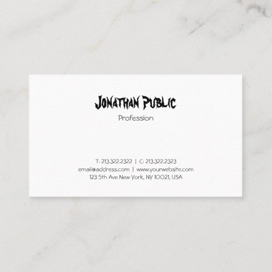 モダンな文字の原稿のデザインのシンプルでシックなトレンディー 名刺 (裏面)