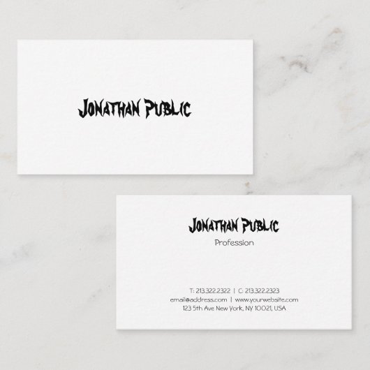 モダンな文字の原稿のデザインのシンプルでシックなトレンディー 名刺 (正面/裏面)