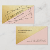 モダンな斜めの写実的な名刺のピンク 名刺 (正面/裏面)