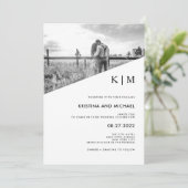 モダンな斜めデザイン | ウェディング フォト 招待状 (スタンド正面)