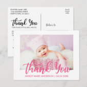 モダンな新しいベビーありがとうホットピンク ポストカード (正面/裏面)