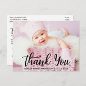 モダンな新しいベビーお礼メッセージ ポストカード (正面/裏面)