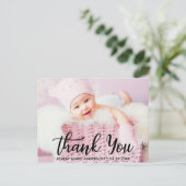 モダンな新しいベビーお礼メッセージ ポストカード (スタンド正面)