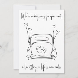 モダンな新婚カップルの秘密の結婚発表 招待状