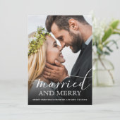 モダンな新婚写真 結婚して楽しく シーズンカード (スタンド正面)