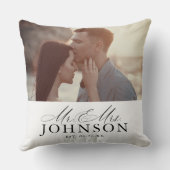 モダンな新婚夫婦のウェディングフォトクッション クッション (裏面)