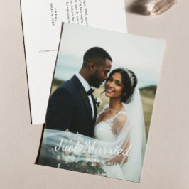モダンな新婚結婚写真の発表 ポストカード