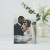モダンな新婚結婚写真の発表 ポストカード (スタンド正面)