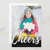 モダンな新年のお祝い ミニマルスクリプトフォト シーズンカード (正面/裏面)