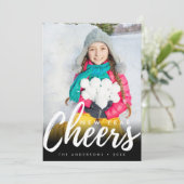 モダンな新年のお祝い ミニマルスクリプトフォト シーズンカード (スタンド正面)