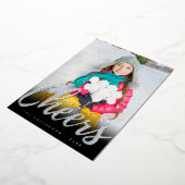 モダンな新年のお祝い ミニマルスクリプト フォト 箔シーズンカード (回転した状態)