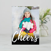 モダンな新年のお祝い ミニマルスクリプト フォト 箔シーズンカード (立ち正面)