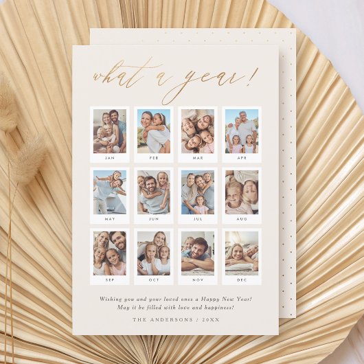 モダンな新年のカード 今年の思い出 12枚の写真コラージュ おめでとうございます シーズンカード