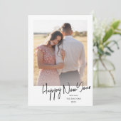 モダンな新年のシンプルスクリプト写真 シーズンカード (スタンド正面)