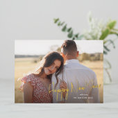 モダンな新年のスクリプトシンプルフォト 箔シーズンカード (立ち正面)