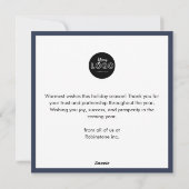 モダンな新年の青いビジネスカード シーズンカード (裏面)