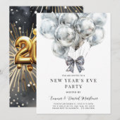 モダンな新年パーティー 招待状 (正面/裏面)