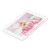 モダンな新生児のショッキングピンクありがとう マグネット (左側)