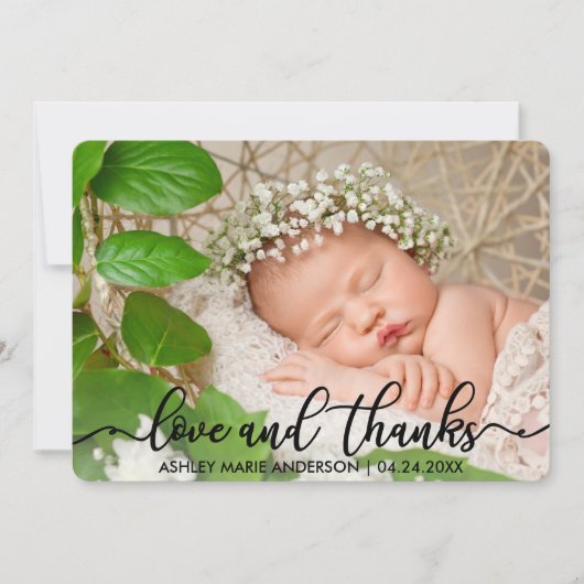 モダンな新生児の愛および感謝カードR 案内状 (正面)