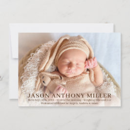 モダンな新生児の生まれたばかりのな男の子の誕生Stats |の写真 案内状