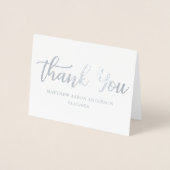 モダンな新生児は銀ぱくのメッセージカード感謝していしています 箔カード (正面)