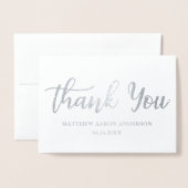 モダンな新生児は銀製感謝していしています 箔カード (封筒付き正面)