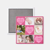 モダンな新生児ベビー パーソナライズ 6 枚の写真のコラージュ マグネット (正面/裏面)