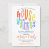 モダンな新築祝いパーティーのタイポグラフィ 招待状 (正面)