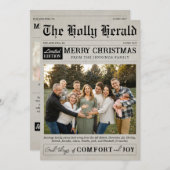 モダンな新聞スタイルのクリスマスカード フラットホリデーカード シーズンカード (正面/裏面)
