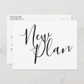 モダンな新計画 変更後の日程 結婚式 案内ポストカード (正面/裏面)