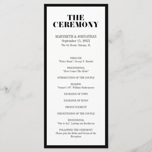 モダンな新郎新婦の結婚式プログラム プログラム (正面)