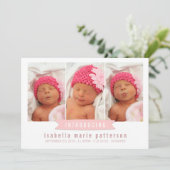 モダンな旗の女の赤ちゃんの写真の誕生の発表 案内状 (スタンド正面)