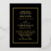 モダンな日付の写真とモノグラムフレーム エレガントで本物 箔招待状 (正面)