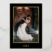 モダンな日付の写真とモノグラムフレーム エレガントで本物  箔招待状 (裏面)