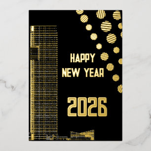 モダンな明けましておめでとう 2026 アーバン 箔シーズンカード