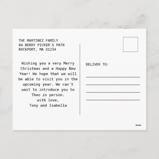 モダンな明るいクリスマス タイポグラフィ写真 シーズンポストカード (裏面)