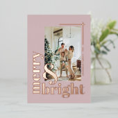 モダンな明るいクリスマス　ダスティーローズ 箔シーズンカード (立ち正面)