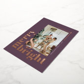 モダンな明るいラベンダー色のクリスマス フォトカード 箔シーズンカード (回転した状態)