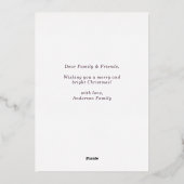 モダンな明るいラベンダー色のクリスマス フォトカード 箔シーズンカード (裏面)