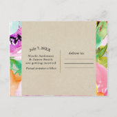 モダンな明るい花の水彩画 Save the Date 案内ポストカード (裏面)
