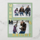 モダンな明るい2枚の写真がセンス良くエレガント 箔シーズンカード (正面)