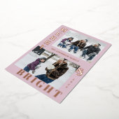 モダンな明るい2枚の写真のピンクのエレガント 箔シーズンカード (回転した状態)