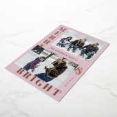 モダンな明るい2枚の写真のピンクエレガント 箔シーズンカード (回転した状態)