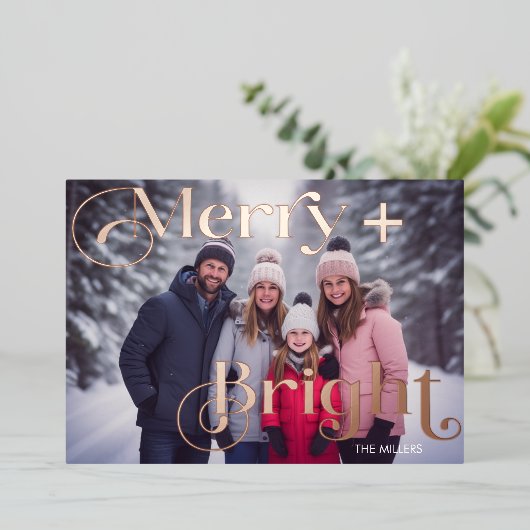 モダンな明るさと彩りを備えたシンプルな１枚の写真 箔シーズンカード (立ち正面)