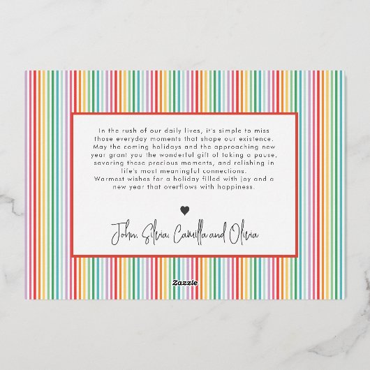 モダンな明るさと彩りを備えたシンプルな１枚の写真 箔シーズンカード (裏面)