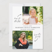 モダンな昔と今の卒業フォト3枚 案内状 (正面)