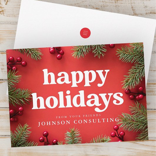 モダンな星とゴールドの松ぼっくりが輝くホリデーシーズン シーズンカード