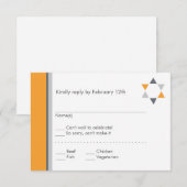 モダンな星のバーの（ユダヤ教の）バル・ミツバーの応答カードオレンジ エンクロージャーカード (正面/裏面)