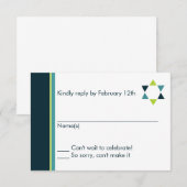 モダンな星のバーの（ユダヤ教の）バル・ミツバーの応答カード 出欠カード (正面/裏面)